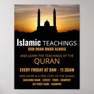 Affiche Silhouette de la mosquée, l'enseignement islamique
