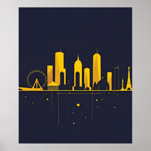 Affiche Silhouette de la skyline de la ville géométrique m