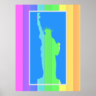 Affiche Silhouette de la statue de la Liberté Rayures de c