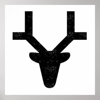 Affiche Silhouette de la tête de cerf en détresse