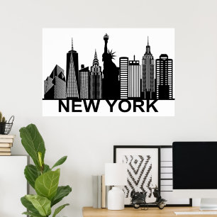 Affiche silhouette de la ville de New York