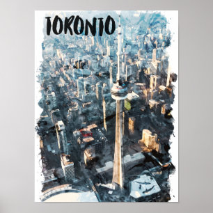 Affiche Silhouette de la ville de Toronto au Canada coloré