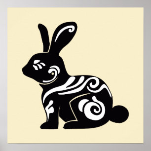 Affiche Silhouette de lapin Abstrait
