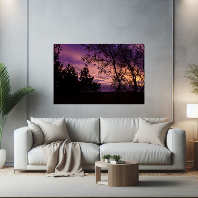 Affiche Silhouette de l'arbre Ciel Violet Twilight (Créateur téléchargé)