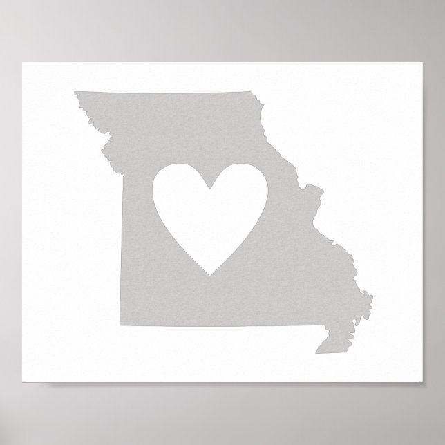 Affiche Silhouette de l'état du Missouri du coeur (Devant)