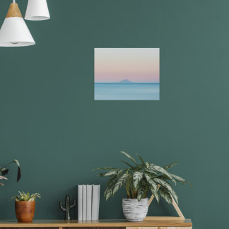 Affiche Silhouette de l'île à l'horizon au coucher du sole