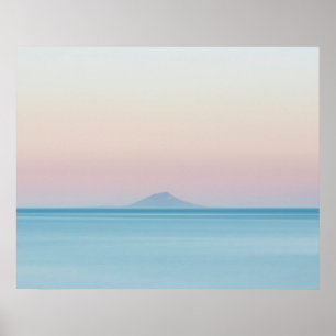 Affiche Silhouette de l'île à l'horizon au coucher du sole