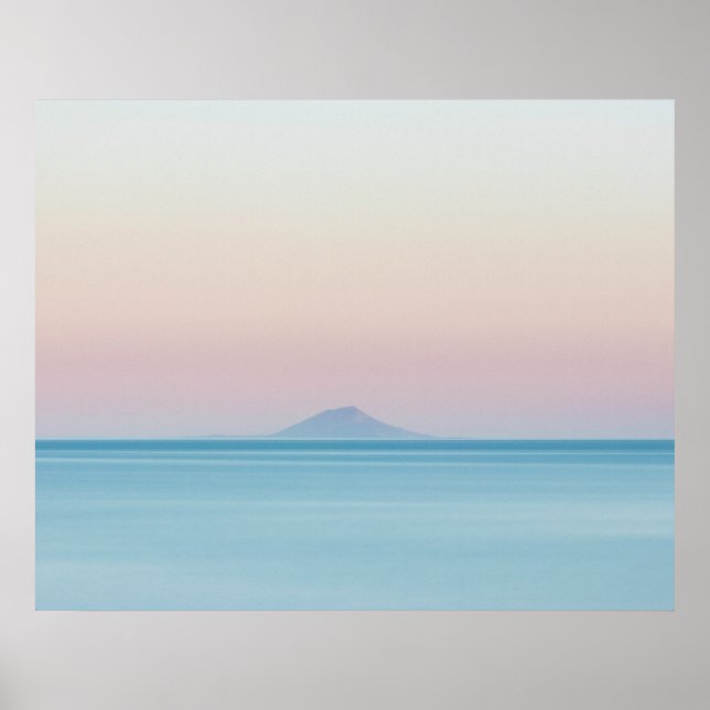 Affiche Silhouette de l'île à l'horizon au coucher du sole (Devant)