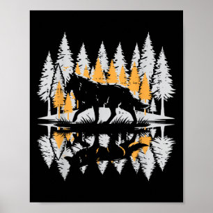 Affiche Silhouette de loup Pins Vintage Femme Alpha Seule