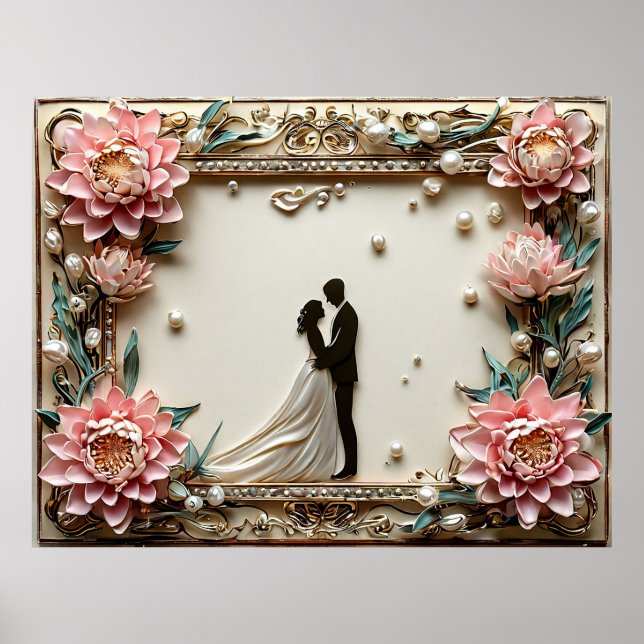 Affiche Silhouette de Mariage Élégant (Devant)