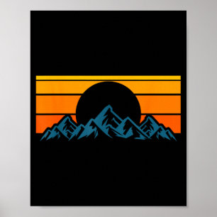 Affiche Silhouette de montagne rétro