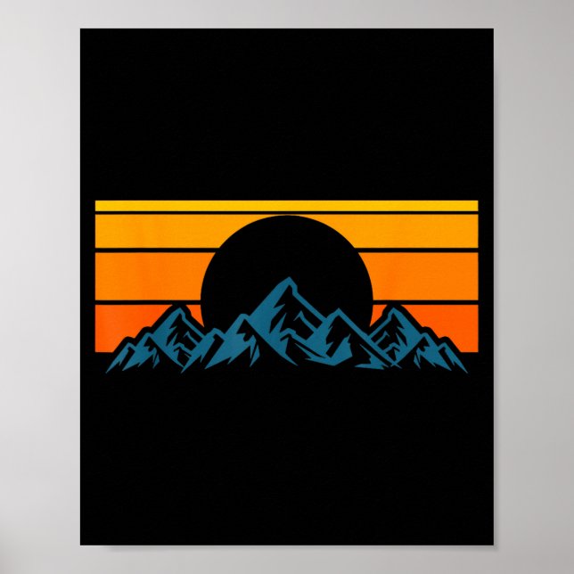 Affiche Silhouette de montagne rétro (Devant)