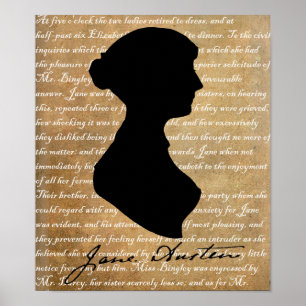 Affiche Silhouette de page de Jane Austen