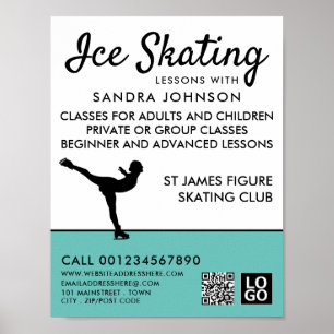 Affiche Silhouette de patinage sur glace, leçon de patinag