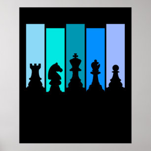 Affiche Silhouette de pièces d'échecs