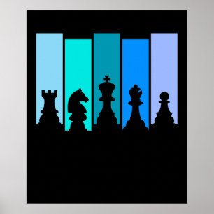 Affiche Silhouette de pièces d'échecs