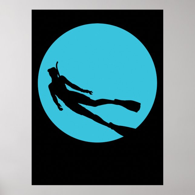 Affiche Silhouette de plongée en scaphandre (Devant)