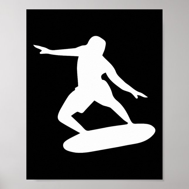 Affiche Silhouette de surfeur Art de vague de surfeur cool (Devant)