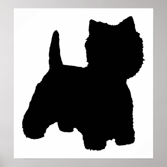 Affiche Silhouette de Terrier blanc West Highland (Devant)
