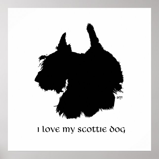 Affiche Silhouette de Terrier Écossais (Devant)