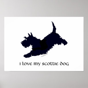 Affiche Silhouette de Terrier Écossais en course