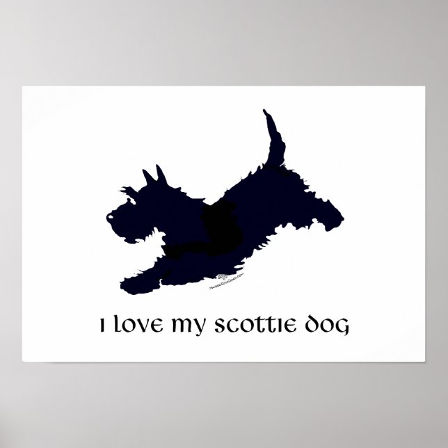 Affiche Silhouette de Terrier Écossais en course (Devant)
