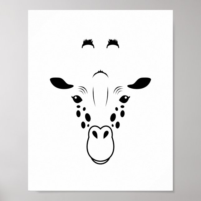 Affiche Silhouette de visage de girafe (Devant)