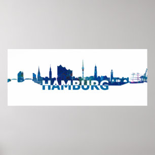 Affiche Silhouette d'horizon de Hambourg Allemagne