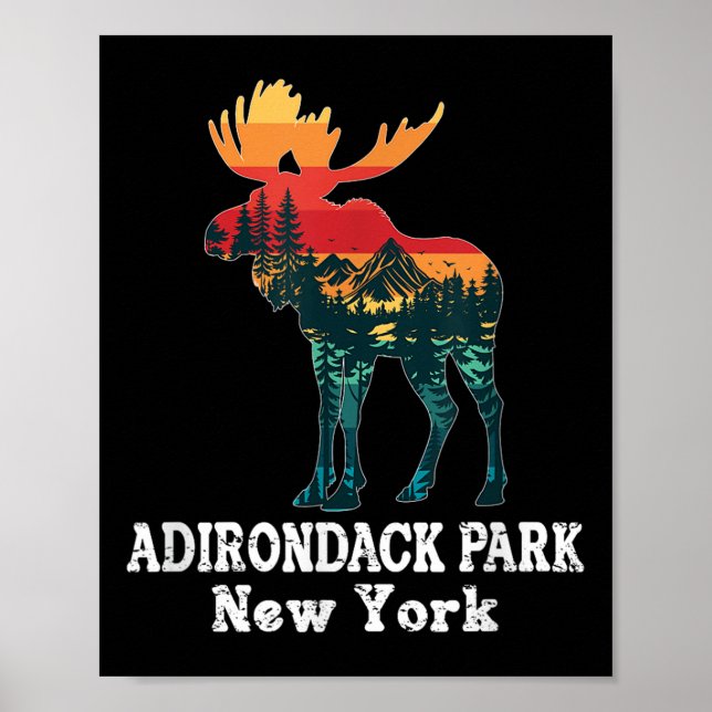 Affiche Silhouette d'orignal dans le parc Adirondack rando (Devant)