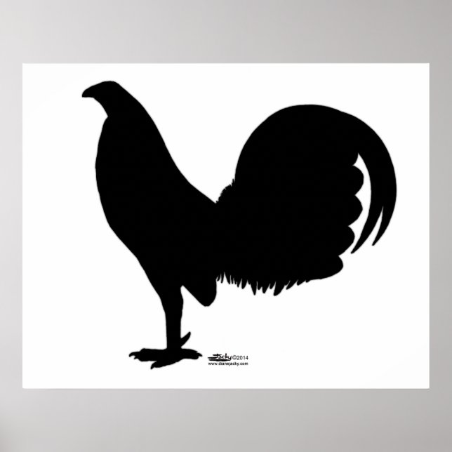 Affiche Silhouette du coq Gamecock (Devant)