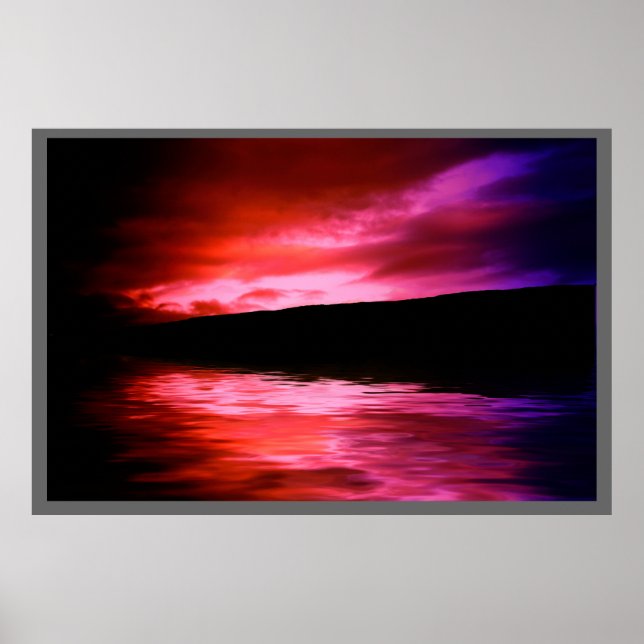 Affiche Silhouette du coucher de soleil (Devant)