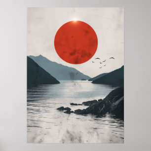 Affiche Silhouette du paysage japonais
