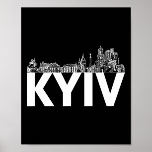 Affiche Silhouette du paysage urbain de la ville de Kiev e
