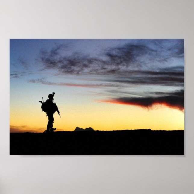 Affiche Silhouette du soldat de l'armée (Devant)