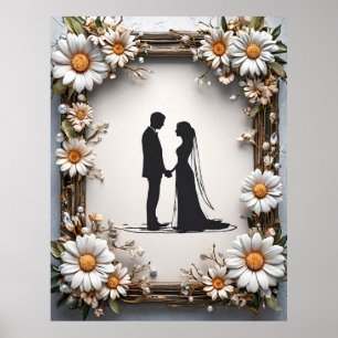 Affiche Silhouette d'un couple de mariés