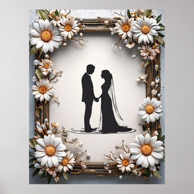 Affiche Silhouette d'un couple de mariés (Devant)