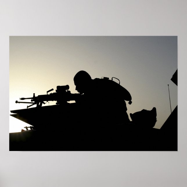 Affiche Silhouette d'un Squad mitrailleur automatique d'ar (Devant)