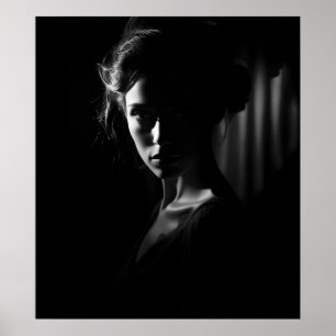 Affiche Silhouette d'un visage femme B&W photo