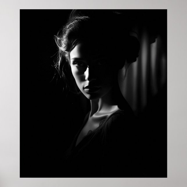 Affiche Silhouette d'un visage femme B&W photo (Devant)
