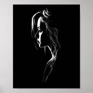 Affiche Silhouette d'une fille avec lumière et ombre