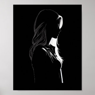 Affiche Silhouette d'une fille avec lumière et ombre