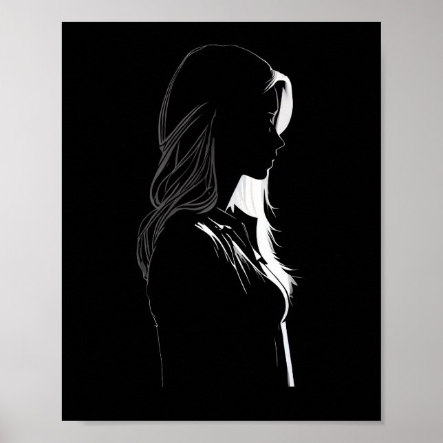 Affiche Silhouette d'une fille avec lumière et ombre (Devant)