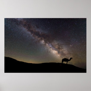Affiche Silhouette et Milkyway de chameau