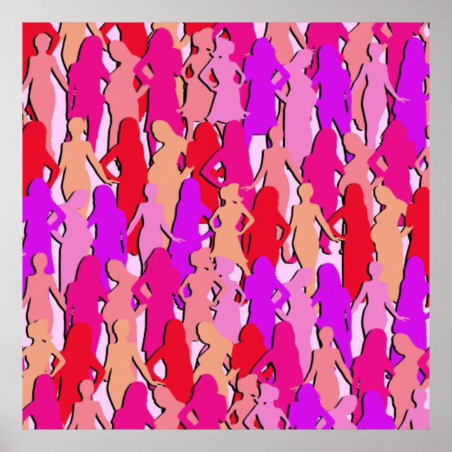 Affiche Silhouette féminine rose (Devant)