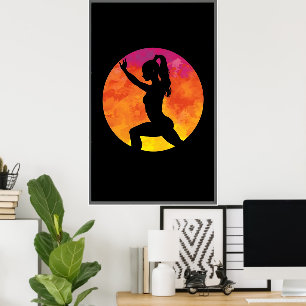 Affiche silhouette fille entraînement lune