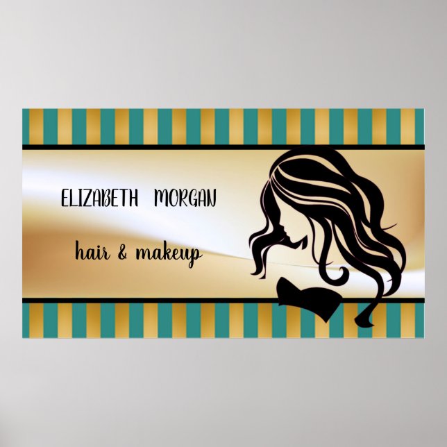 Affiche Silhouette fille moderne, Rayures, Cheveux, Maquil (Devant)