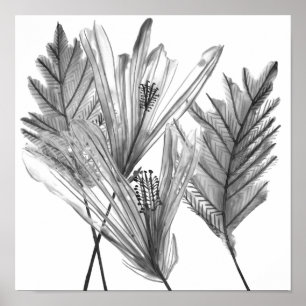 Affiche Silhouette florale - Gris