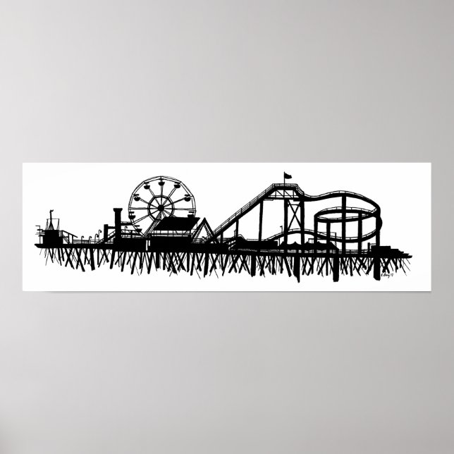 Affiche Silhouette Iconic Pier Californie Père Noël Monica (Devant)
