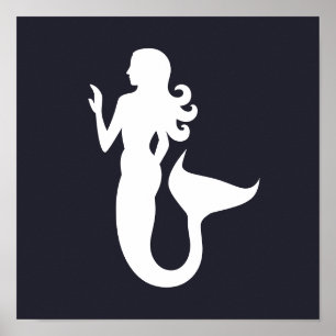 Affiche Silhouette jolie et amusante d'une MERMAID