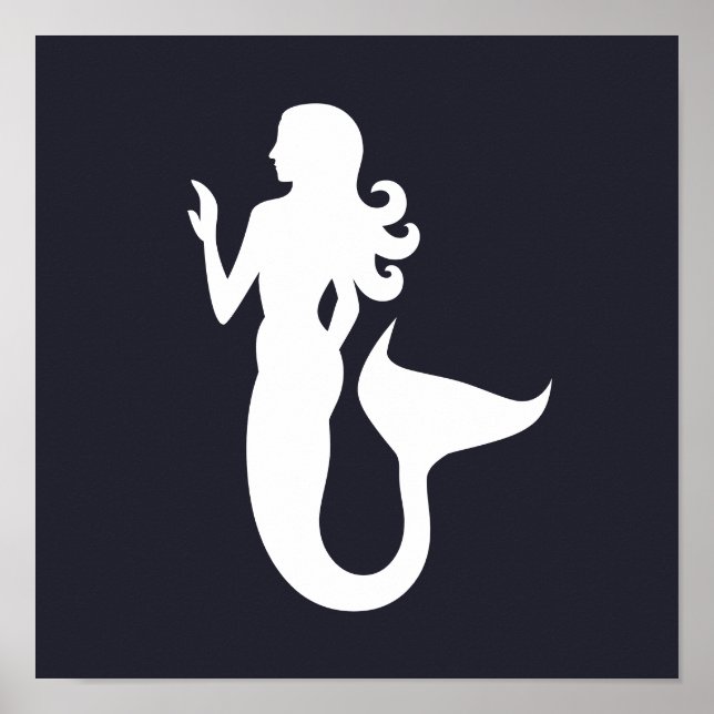 Affiche Silhouette jolie et amusante d'une MERMAID | (Devant)